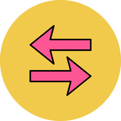 Left Right Multicolor Circle Filled Line Icon