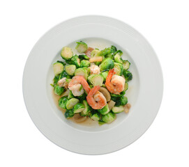 Shrimp Fried Cabbage. thai food on transparent png