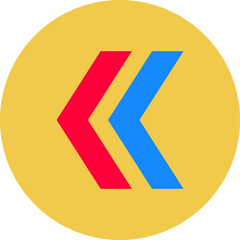 Left Chevron Multicolor Circle Flat Icon