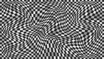Checkered background with distorted squares
