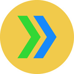 Right Chevron Multicolor Circle Flat Icon