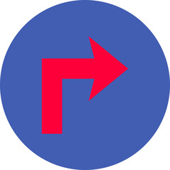 Turn Right Multicolor Circle Flat Icon