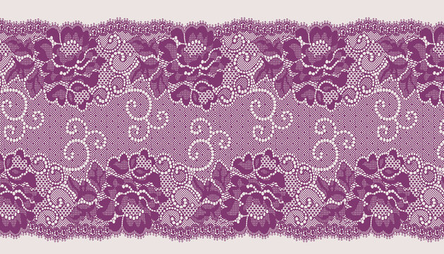 Elegant lace with floral on  white background.