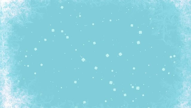 Blue sky with fall white snowflakes, motion holidays and winter style background for New Year and Merry Christmas