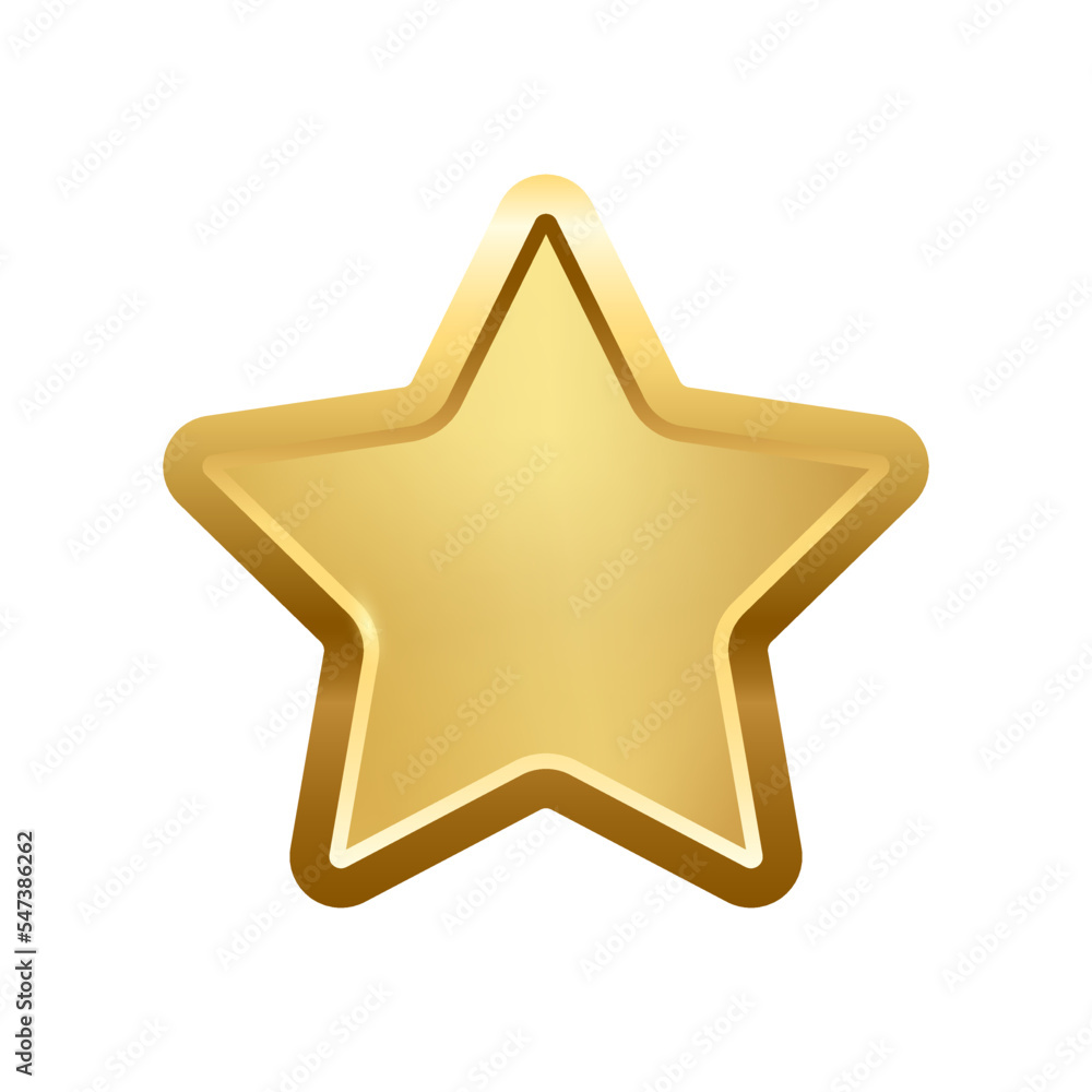 Poster gold star button with frame vector illustration. 3d golden glossy elegant design for empty emblem, m