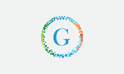 Dot circle logo and dot circle nutrition monogram vector design with dot circle symbol vector
