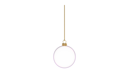 glossy transparent glass christmas ball hanging pink glow upright 3D rendering isolated golden fastening