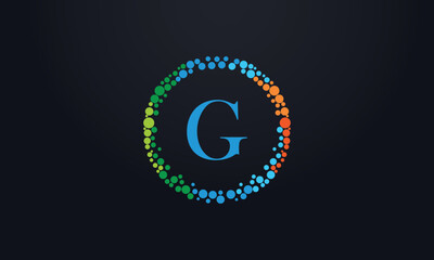 Dot circle logo and dot circle nutrition monogram vector design with dot circle symbol vector