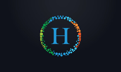 Dot circle logo and dot circle nutrition monogram vector design with dot circle symbol vector