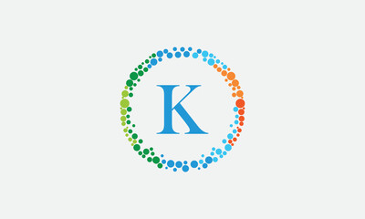 Dot circle logo and dot circle nutrition monogram vector design with dot circle symbol vector