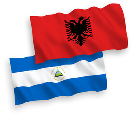 Flags of Nicaragua and Albania on a white background