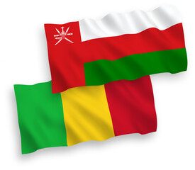Flags of Sultanate of Oman and Mali on a white background