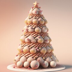 Christmas tree made from desserts. Made by AI.
