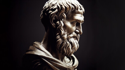 Fototapeta na wymiar Illustration of the sculpture of Aristotle. The Greek philosopher. Aristotle is a central figure in the history of Ancient Greek philosophy.