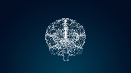 Plexus lines and dots forming a human brain