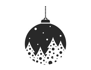 Christmas ball with fir trees. element for Christmas, New Year and winter holiday design
