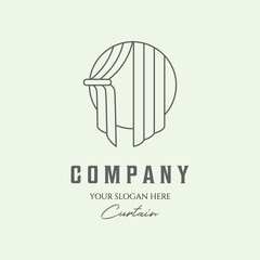 business curtains line art logo design minimalist illustration icon