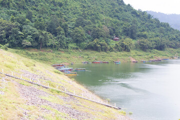 Image of Khun Dan Prakan Chon Dam in Nakhon Nayok Thailand to store water during rainy season in...