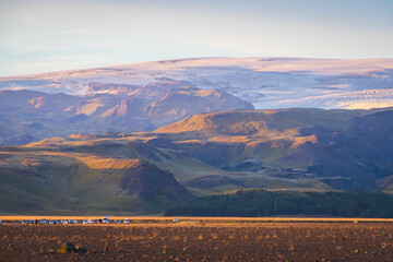 Landscape near the Plane Wreck during the sunset (Iceland)