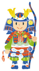 5月　こどもの日　弓矢を持った若武者のイラスト	