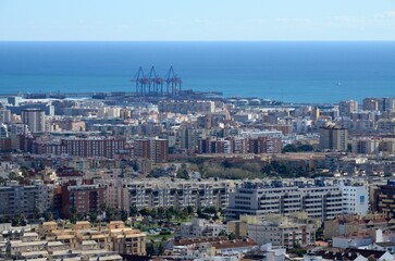 Vistas de Malaga desde la Cerro Atalaya, Puerto de la Torre, Malaga, Andalucia, España