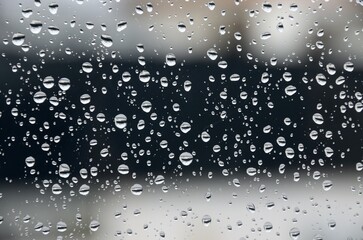 Gotas de lluvia en un cristal tras un día de lluvia en Malaga, Andalucia, España