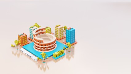 3d illustration Italy background city with tree space and Colosseum as landmark