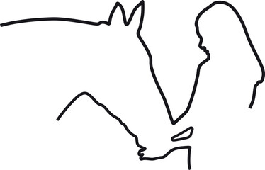 girl with horse love line art