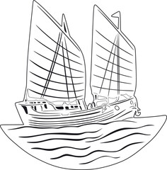 Sailboat logo line art vector