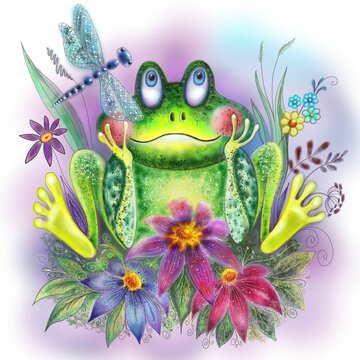image joyeuse joli pour les enfants avec une grenouille 