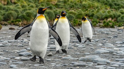 Königspinguin -  (APTENODYTES PATAGONICUS) Kolonie Gold Harbour - landschaftlich reizvolle Bucht...