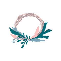 Christmas wreath vector illustration.
