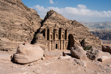 Ad Deir or the Monastery in Petra, Jordan also spelled ad-Dayr and el-Deir, a Monumental Nabatean...