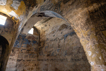 Qasr Amra or Quasayr Amra Desert Castle in Jordan Interior Fresco and Ceiling