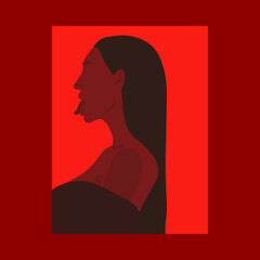 
Vector image of a girl in red colors. Erotic look. Without censorship.