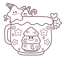 christmas cute cartoon card christmas tree santa