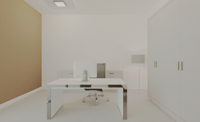 Modern office building interior. 3D rendering.
