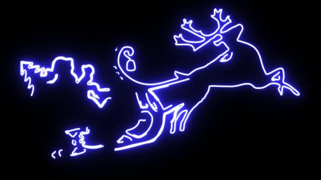 Christmas neon Santa Claus. Santa Claus 3D neon animation. Merry Christmas neon animation. New year.