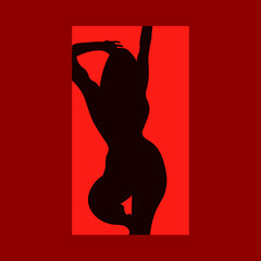 
Vector image of a girl in red colors. Erotic look. Uncensored
