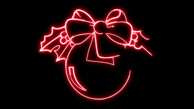 Christmas neon Santa Claus. Santa Claus 3D neon animation. Merry Christmas neon animation. New year.