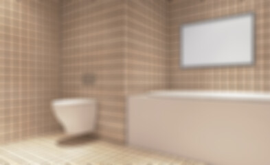 Bathroom interior bathtub. 3D rendering.. Mockup.   Empty painti. Abstract blur phototography.