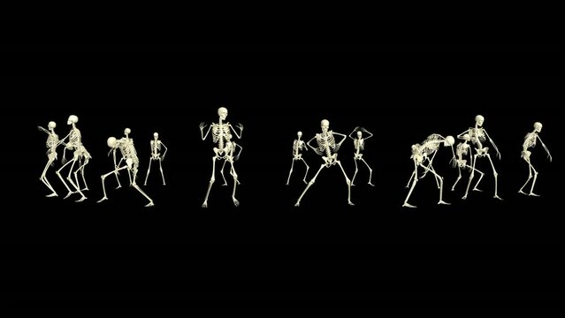3D skeletons dancing. Halloween dancing skeletons 3D. Halloween 3D dance. 