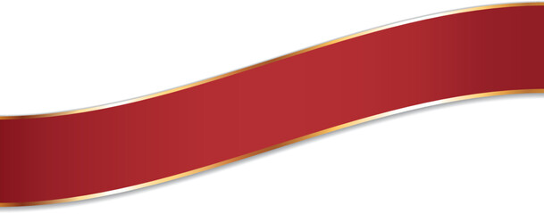 vector illustration of long red colored ribbon banner with gold frame