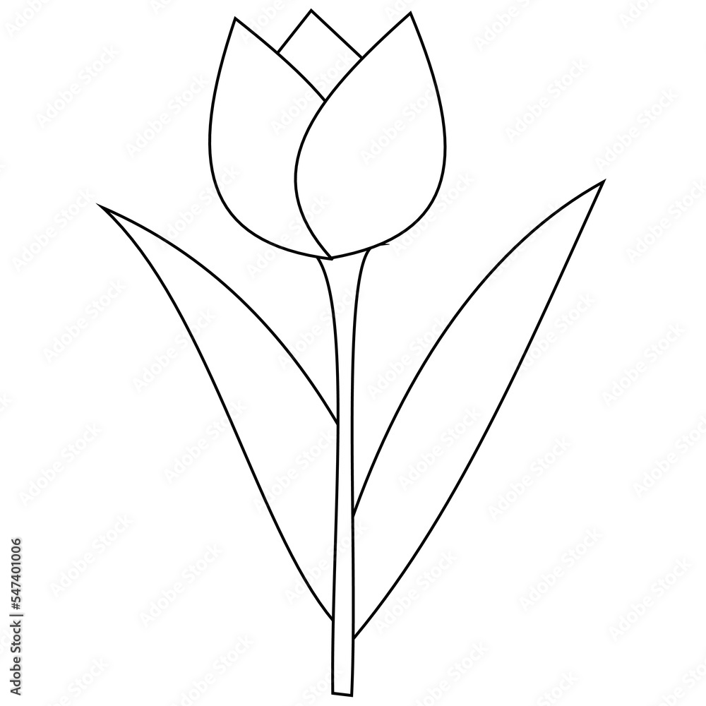 Poster tulip coloring page. it is suitable for use in children's coloring books as well as a medium for int