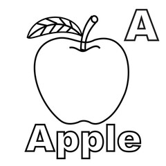 Fototapeta premium Coloring pages of apples and the letter A. Suitable for use in children's coloring books as well as media for the introduction of the letter A as well as apples with the coloring method
