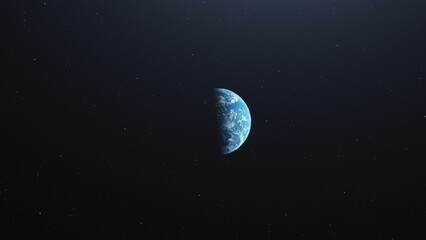 Planet earth from space at the centre on a dark background