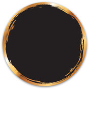 vector  illustration of black colored circle banner with gol brush frame  - obrazy, fototapety, plakaty