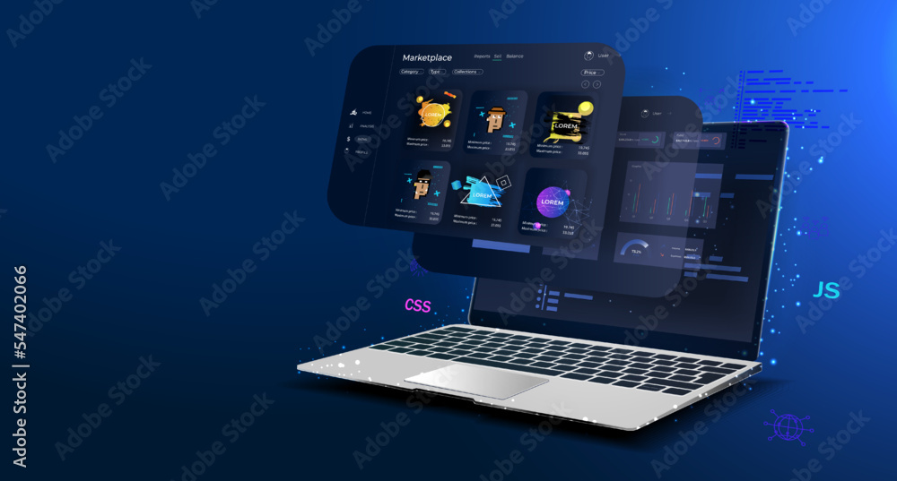 Aufkleber Application web development. Website programming. Data analysis for the full functioning of the site. Modern website design.