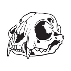 Cat Skull Illustration Coloring Page