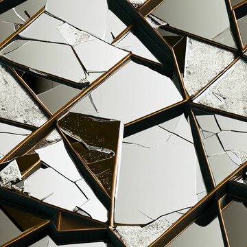 Seamless 3D illustration of a broken mirror